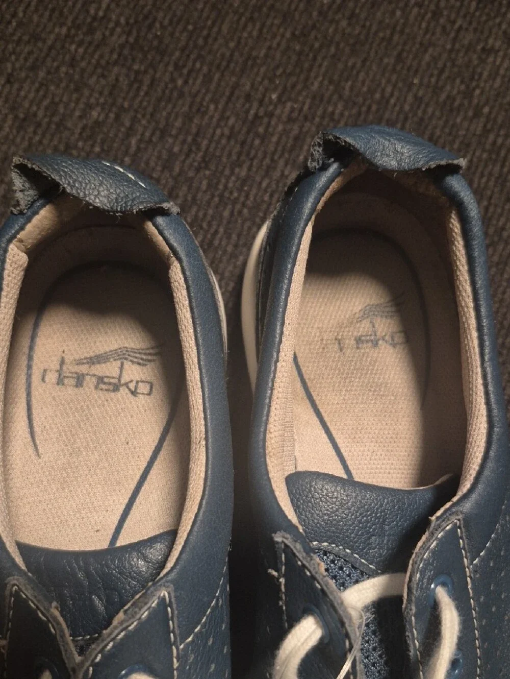 Dansko Perforated Leather Lace-Up Sneakers - Blue